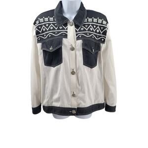 Saint Germain Vintage western country women's shacket black white Size Large